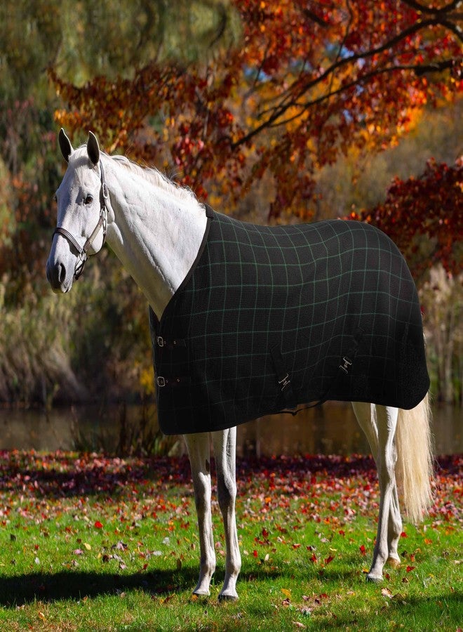 Equinavia Luftig Waffle Cooler | 100% Cotton - Black/Hunter Green - 78 in - Image 1